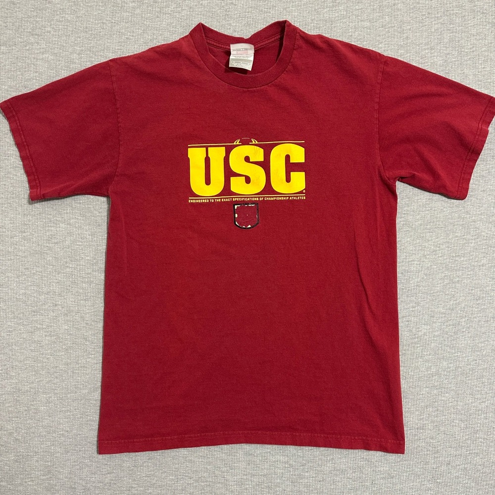 Y2K Nike Team USC Trojans Graphic Tee‎ Faded Cardinal Red Collegiate Mens Medium